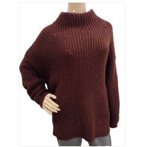 Apt. 9 Women's XL Maroon Burgundy Red Knit Pullover Metallic Mock Sweater